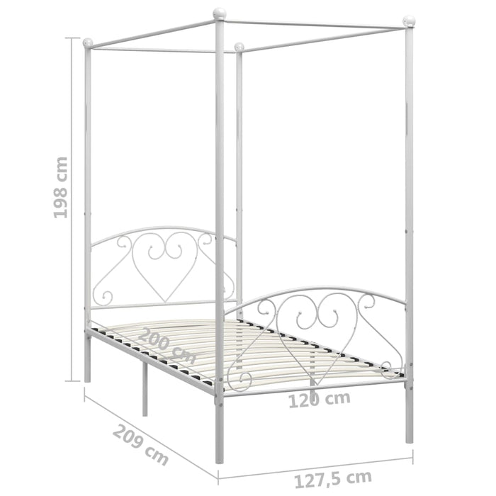 Cadru de pat cu baldachin, alb, 120 x 200 cm, metal - WALTI WALTI