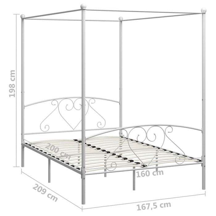 Cadru de pat cu baldachin, alb, 160 x 200 cm, metal - WALTI WALTI