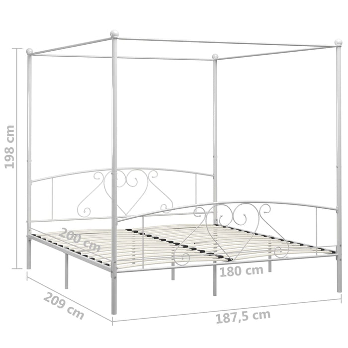 Cadru de pat cu baldachin, alb, 180 x 200 cm, metal - WALTI WALTI