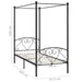 Cadru de pat cu baldachin, negru, 90 x 200 cm, metal - WALTI WALTI