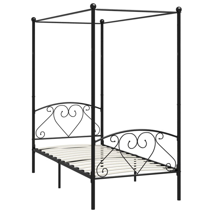 Cadru de pat cu baldachin, negru, 100 x 200 cm, metal WALTI