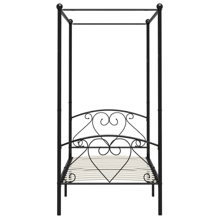 Cadru de pat cu baldachin, negru, 100 x 200 cm, metal WALTI