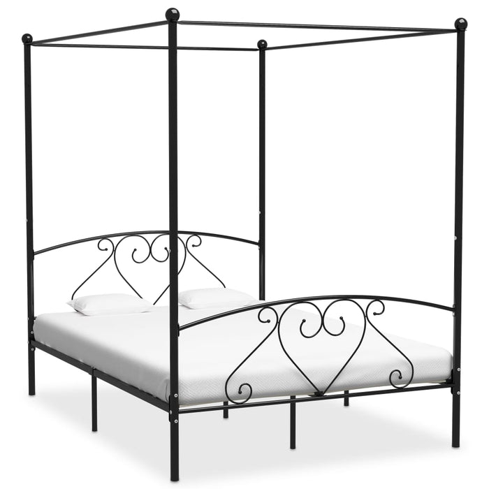 Cadru de pat cu baldachin, negru, 140 x 200 cm, metal - WALTI WALTI
