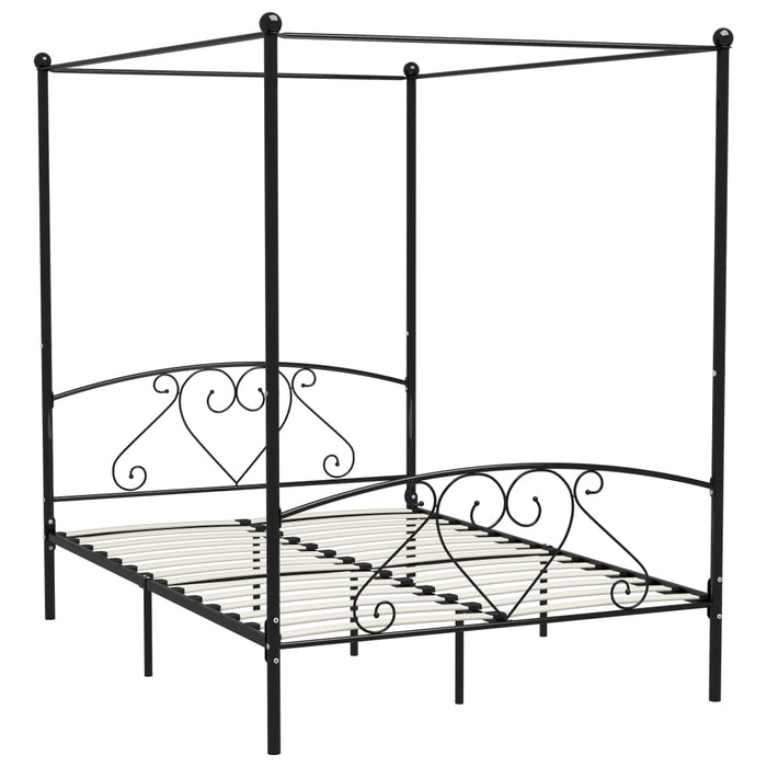 Cadru de pat cu baldachin, negru, 140 x 200 cm, metal - WALTI WALTI