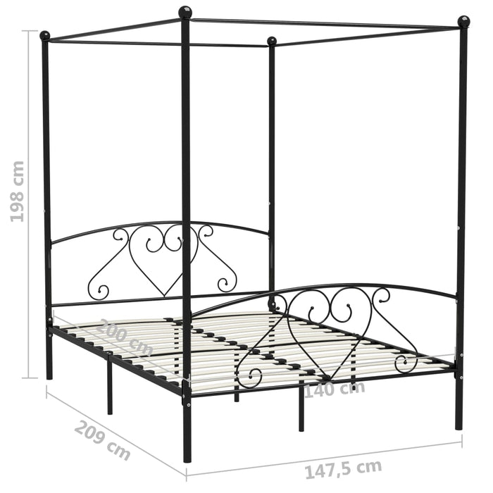 Cadru de pat cu baldachin, negru, 140 x 200 cm, metal - WALTI WALTI