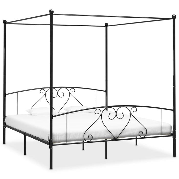 Cadru de pat cu baldachin, negru, 180 x 200 cm, metal - WALTI WALTI