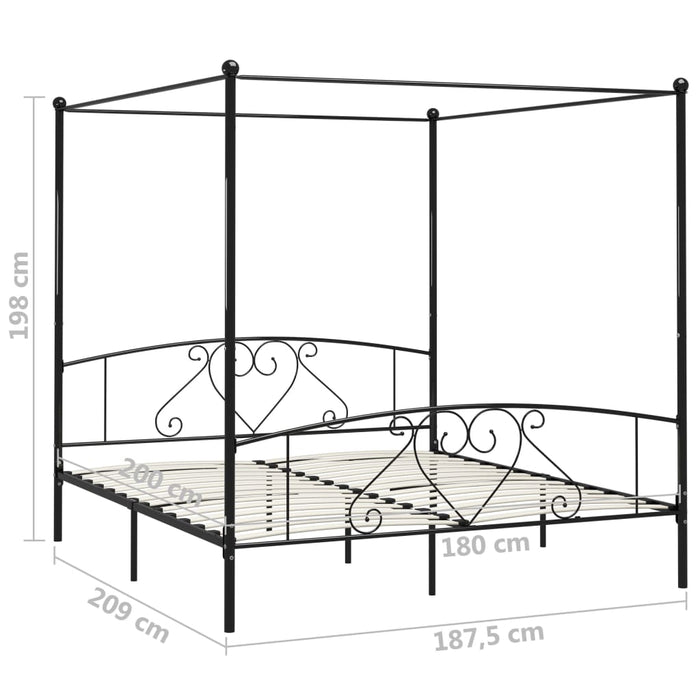 Cadru de pat cu baldachin, negru, 180 x 200 cm, metal - WALTI WALTI