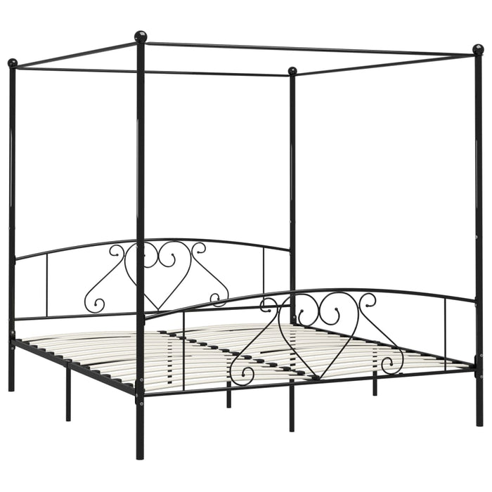 Cadru de pat cu baldachin, negru, 200 x 200 cm, metal WALTI