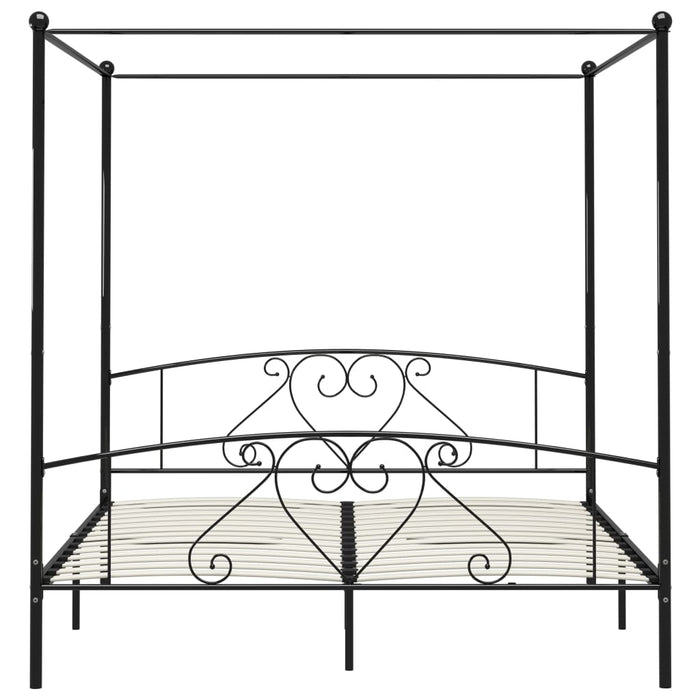Cadru de pat cu baldachin, negru, 200 x 200 cm, metal WALTI
