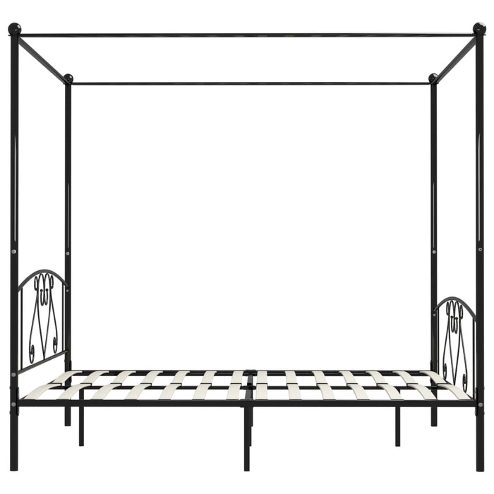 Cadru de pat cu baldachin, negru, 200 x 200 cm, metal WALTI