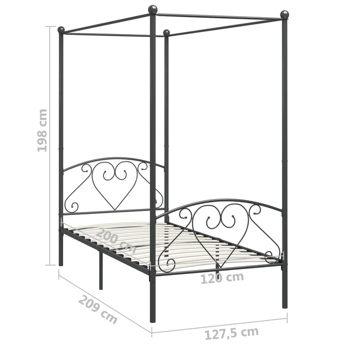 Cadru de pat cu baldachin, gri, 120 x 200 cm, metal - WALTI WALTI