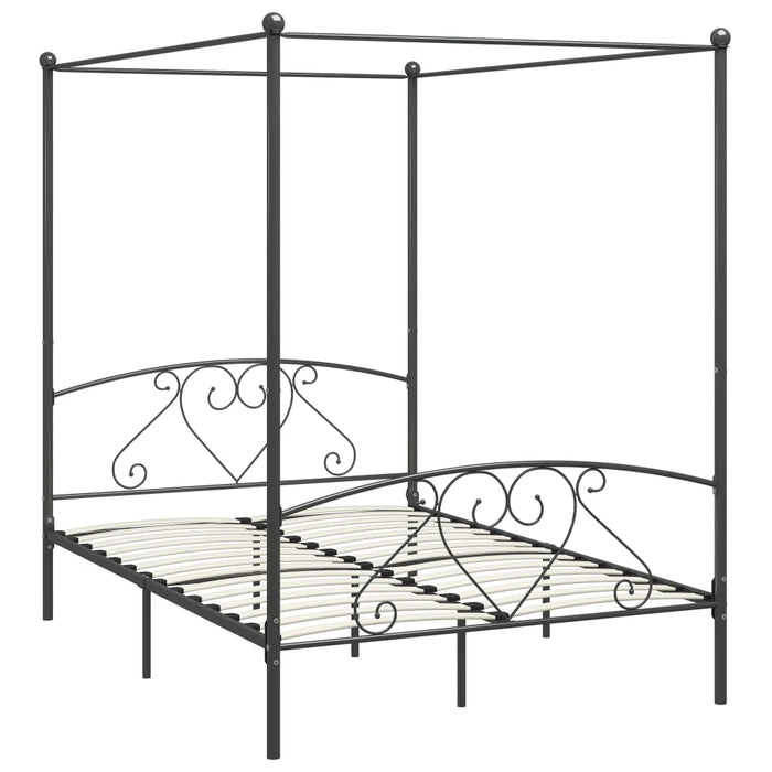 Cadru de pat cu baldachin, gri, 140 x 200 cm, metal - WALTI WALTI