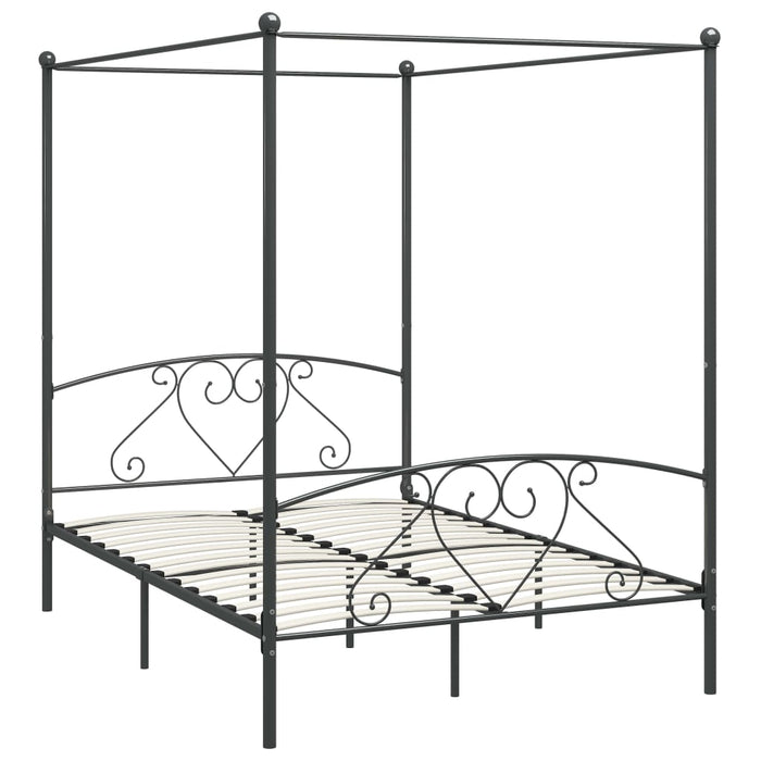 Cadru de pat cu baldachin, gri, 160 x 200 cm, metal - WALTI WALTI