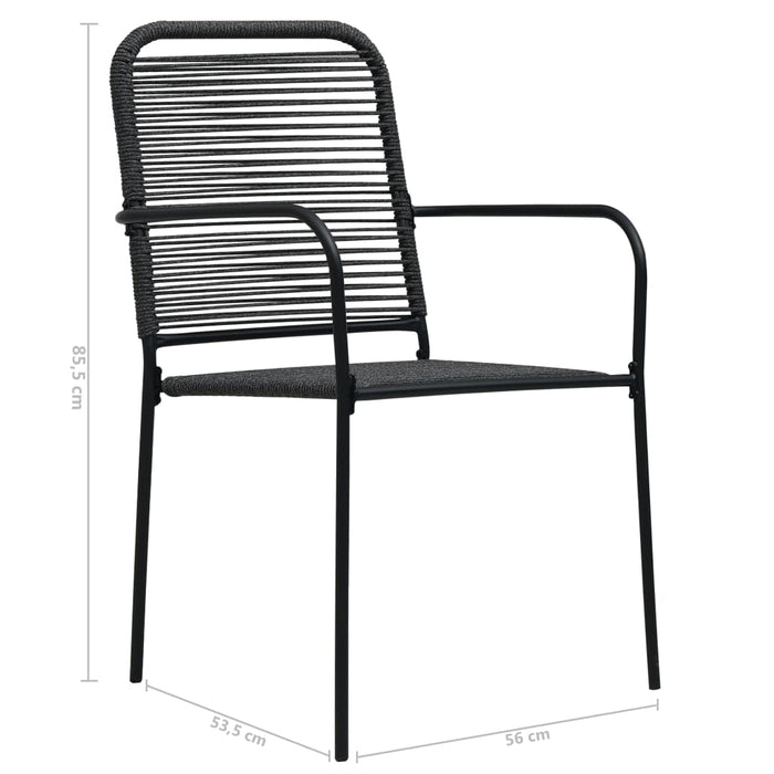 Set mobilier de exterior, 7 piese, negru, frânghie și oțel - WALTI WALTI