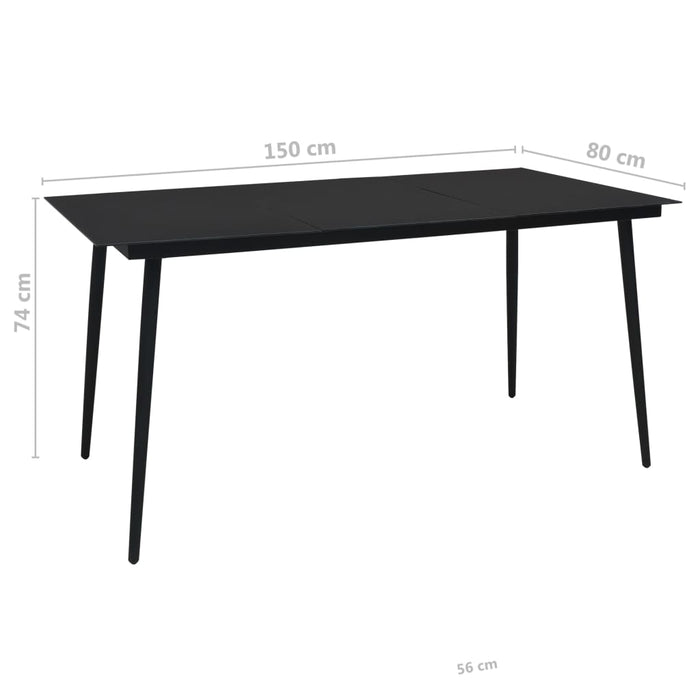 Set mobilier de exterior, 7 piese, negru, frânghie și oțel - WALTI WALTI