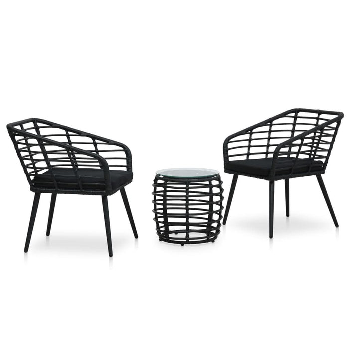 Set mobilier de bistro, 3 piese, negru, poliratan - WALTI WALTI