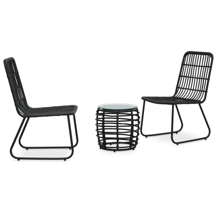 Set mobilier de bistro, 3 piese, negru, poliratan - WALTI WALTI