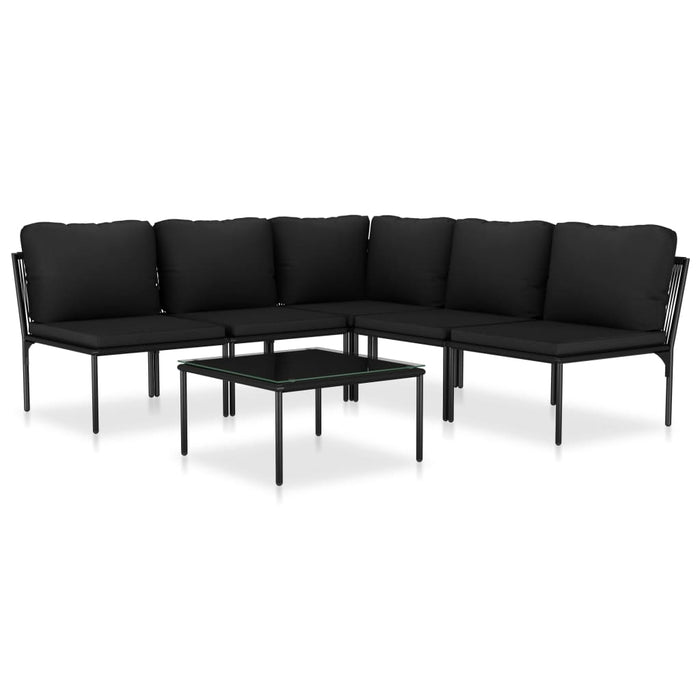 Set mobilier de grădină cu perne, 6 piese, negru, PVC - WALTI WALTI