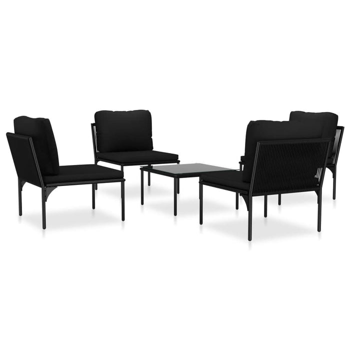 Set mobilier de grădină cu perne, 5 piese, negru, PVC - WALTI WALTI
