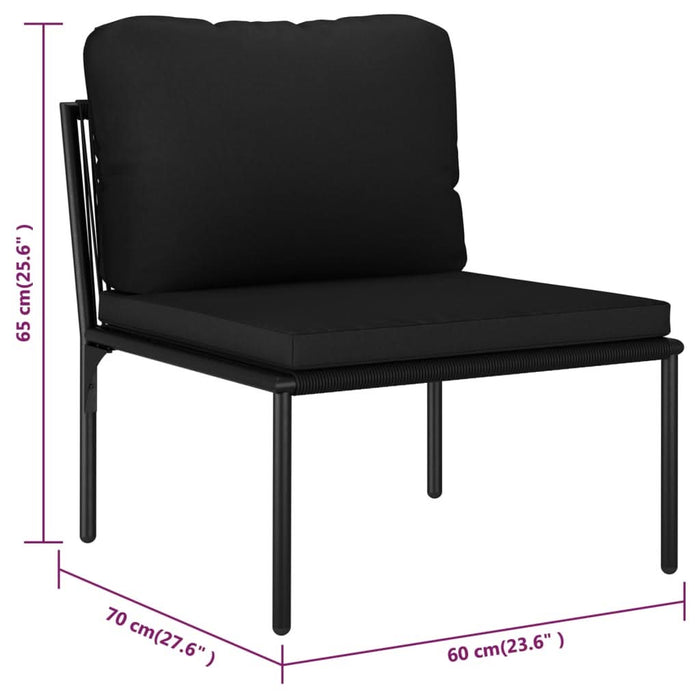 Set mobilier de grădină cu perne, 5 piese, negru, PVC - WALTI WALTI