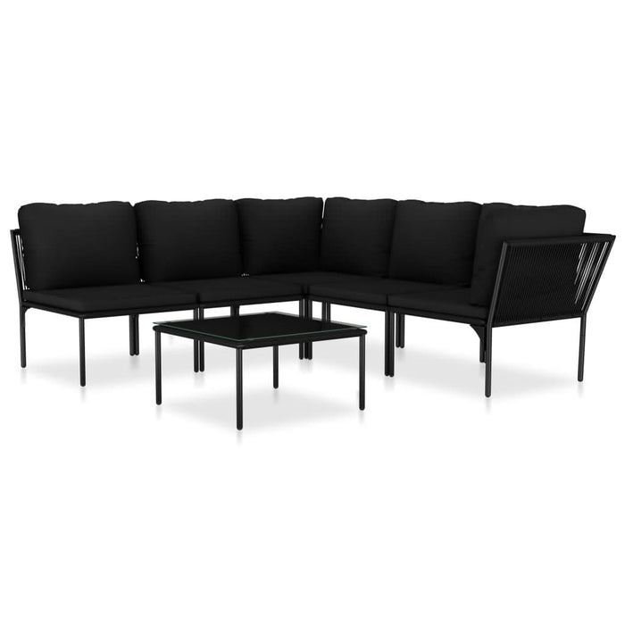 Set mobilier de grădină cu perne, 6 piese, negru, PVC - WALTI WALTI