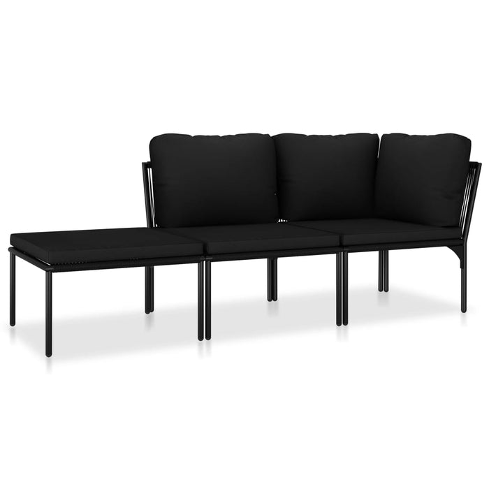 Set mobilier de grădină cu perne, 3 piese, negru, PVC - WALTI WALTI