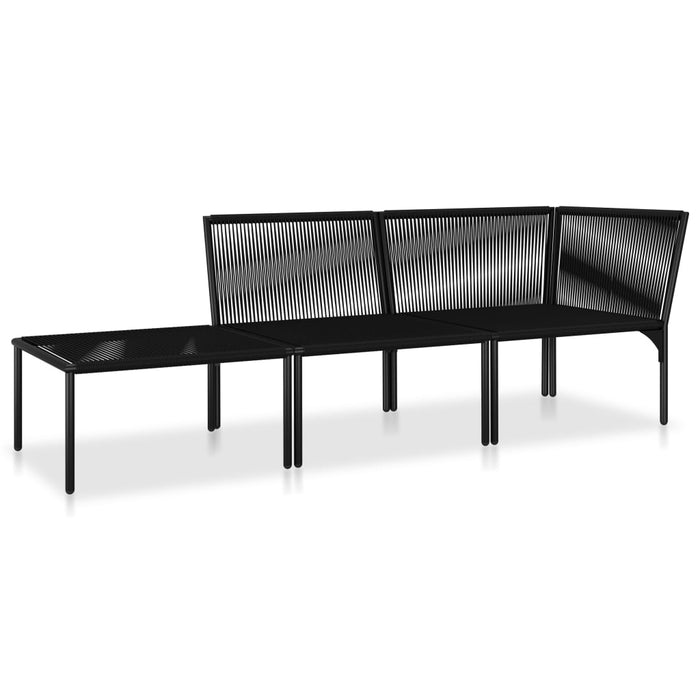 Set mobilier de grădină cu perne, 3 piese, negru, PVC - WALTI WALTI