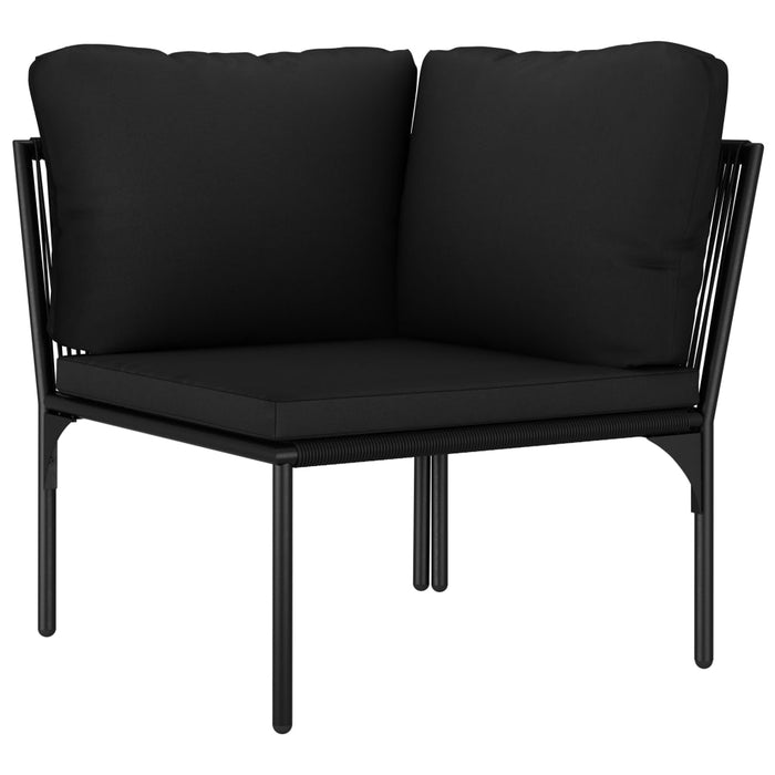 Set mobilier de grădină cu perne, 3 piese, negru, PVC - WALTI WALTI