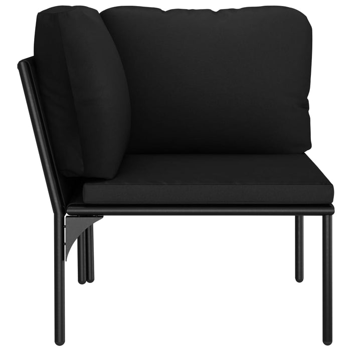 Set mobilier de grădină cu perne, 3 piese, negru, PVC - WALTI WALTI