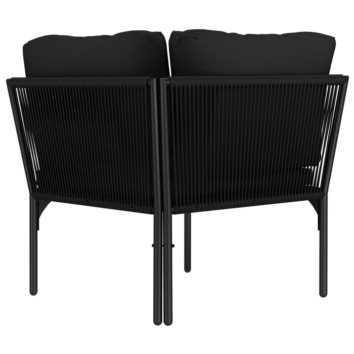 Set mobilier de grădină cu perne, 3 piese, negru, PVC - WALTI WALTI