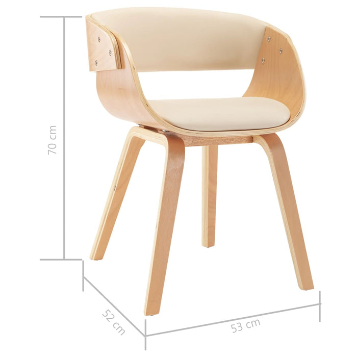 Scaune de bucătărie, 4 buc, crem, lemn curbat & piele ecologică WALTI