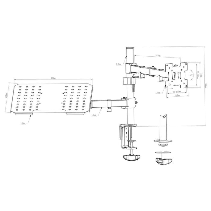 Suport monitor laptop dublu pentru birou, ecran de 13"-23" WALTI
