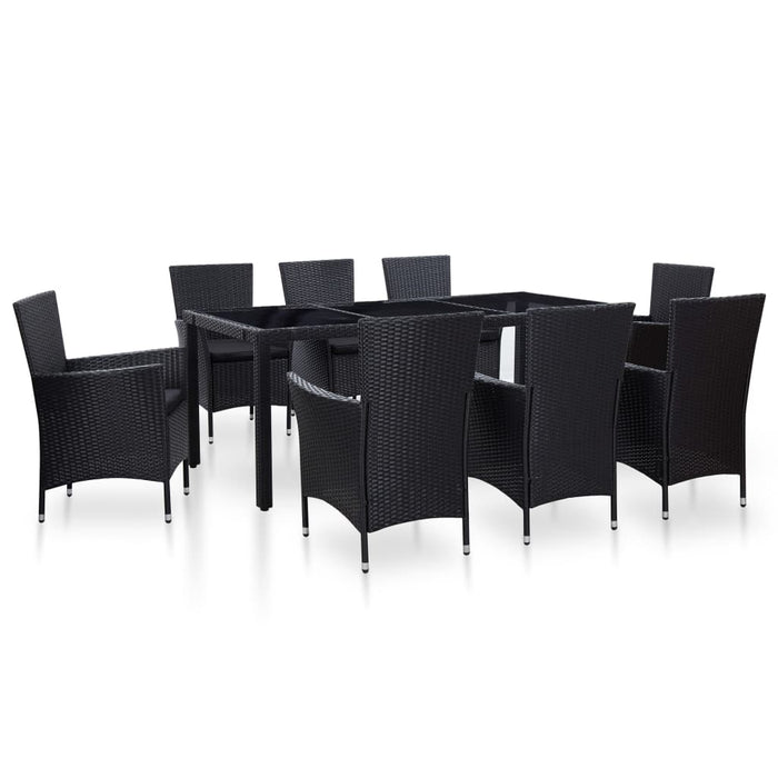 Set mobilier de exterior, 9 piese, negru, poliratan - WALTI WALTI