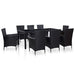 Set mobilier de exterior, 9 piese, negru, poliratan - WALTI WALTI