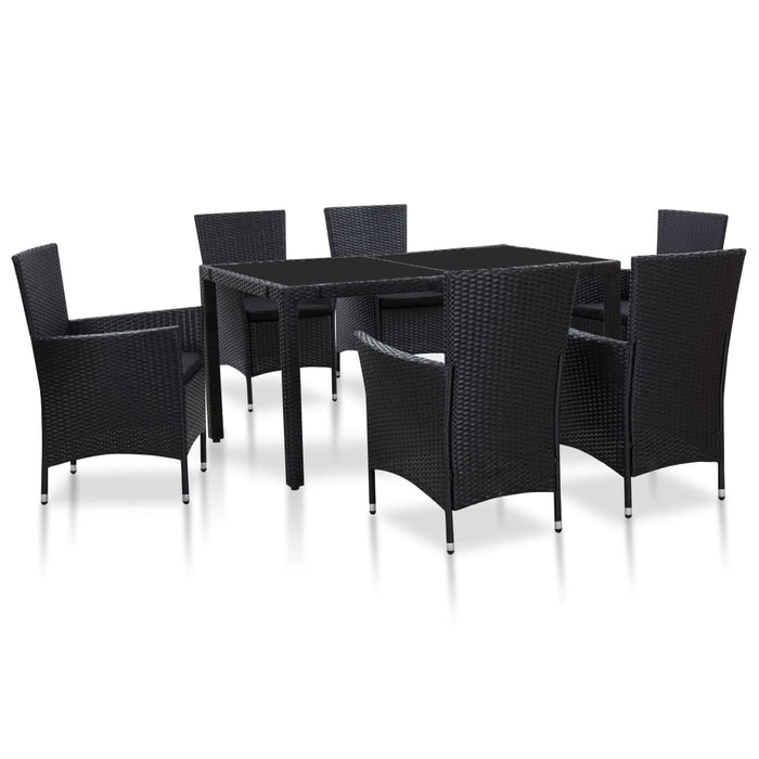Set mobilier de grădină, 7 piese, negru, poliratan - WALTI WALTI