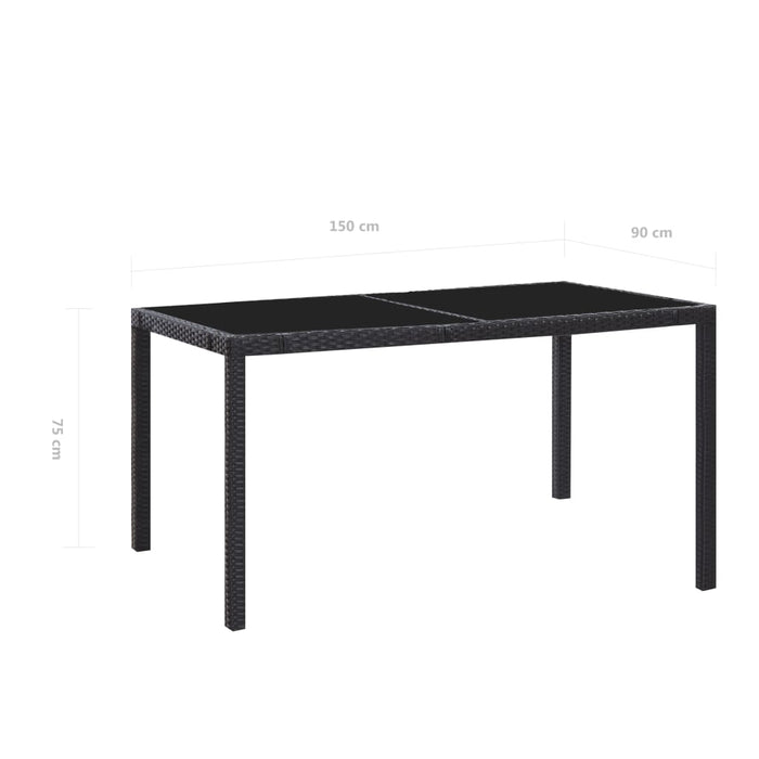 Set mobilier de grădină, 7 piese, negru, poliratan - WALTI WALTI