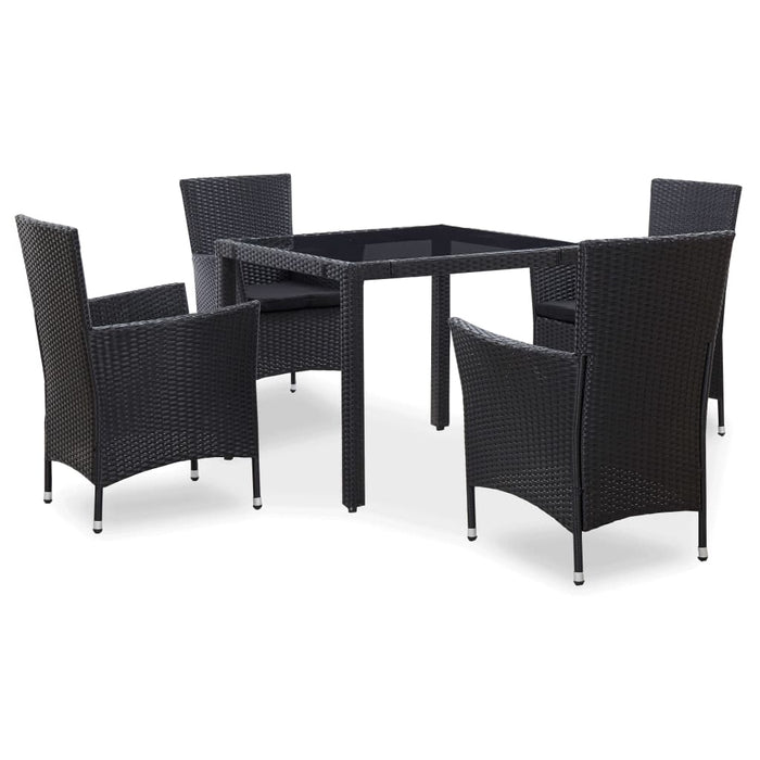 Set de mobilier de exterior, 5 piese, negru, poliratan - WALTI WALTI