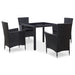 Set de mobilier de exterior, 5 piese, negru, poliratan - WALTI WALTI