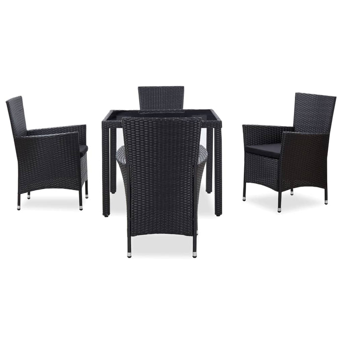 Set de mobilier de exterior, 5 piese, negru, poliratan - WALTI WALTI