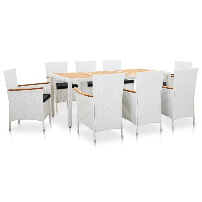 Set mobilier de grădină, 9 piese, alb, poliratan - WALTI WALTI