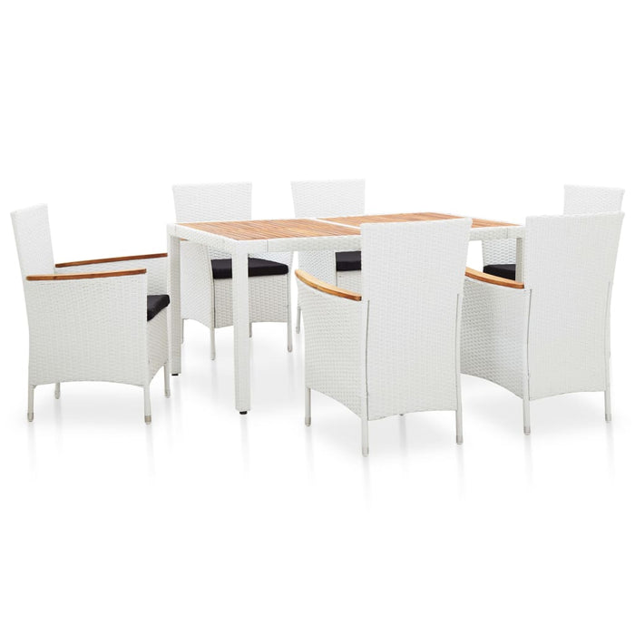 Set mobilier de exterior, 7 piese, alb, poliratan WALTI