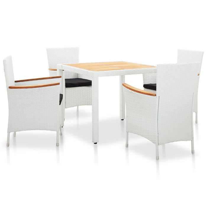 Set mobilier de grădină, 5 piese, alb, poliratan WALTI