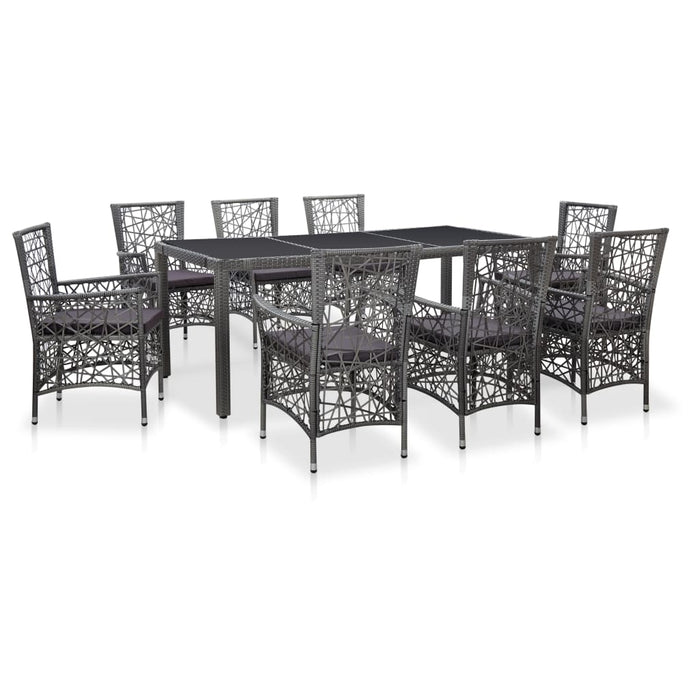 Set mobilier de grădină, 9 piese, gri, poliratan - WALTI WALTI