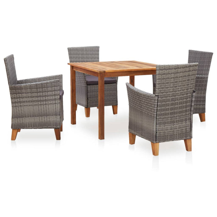 Set mobilier de exterior, 5 piese, gri, poliratan, lemn acacia WALTI