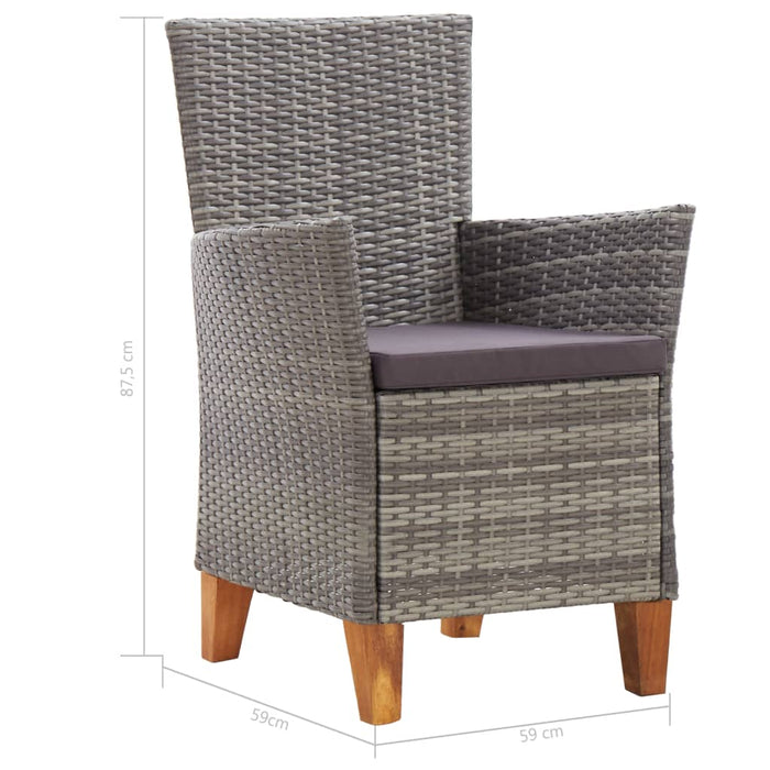 Set mobilier de exterior, 7 piese, gri, poliratan, lemn acacia WALTI