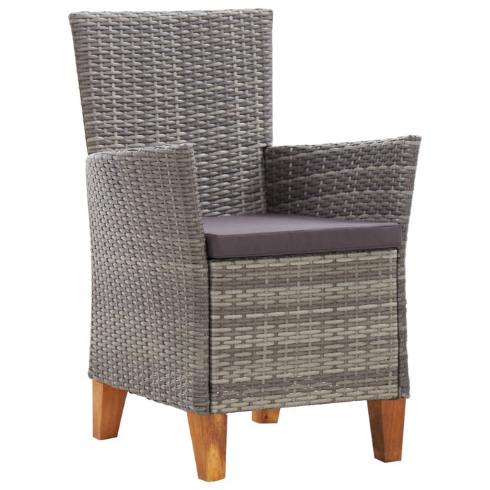 Set mobilier de exterior, 7 piese, gri, poliratan, lemn acacia WALTI