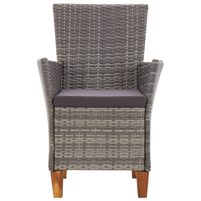 Set mobilier de exterior, 7 piese, gri, poliratan, lemn acacia WALTI