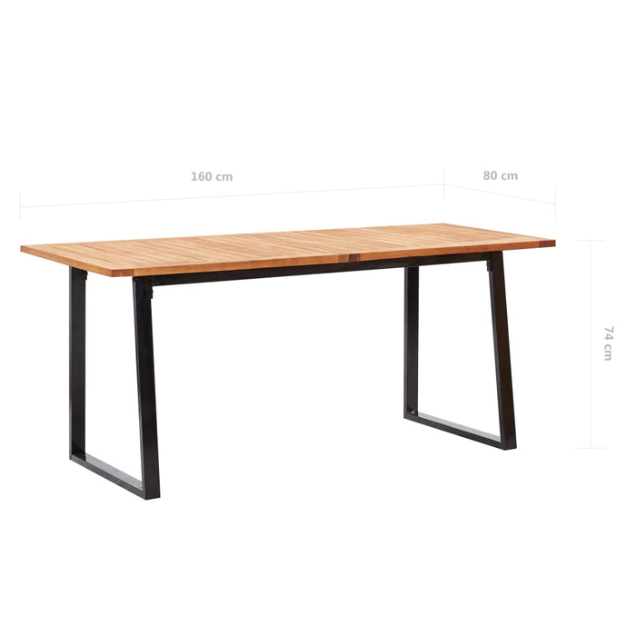Set mobilier de exterior 7 piese, negru, poliratan, lemn acacia WALTI