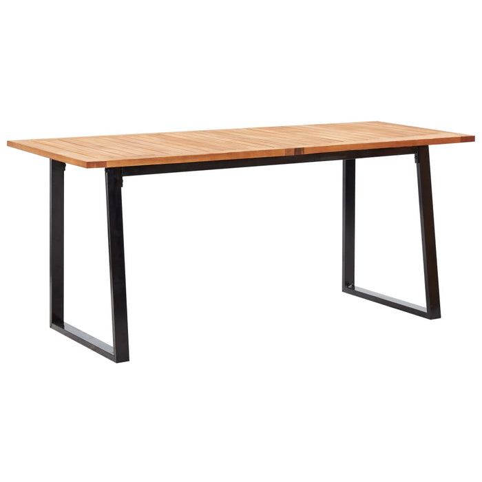 Set mobilier de exterior 7 piese, negru, poliratan, lemn acacia WALTI