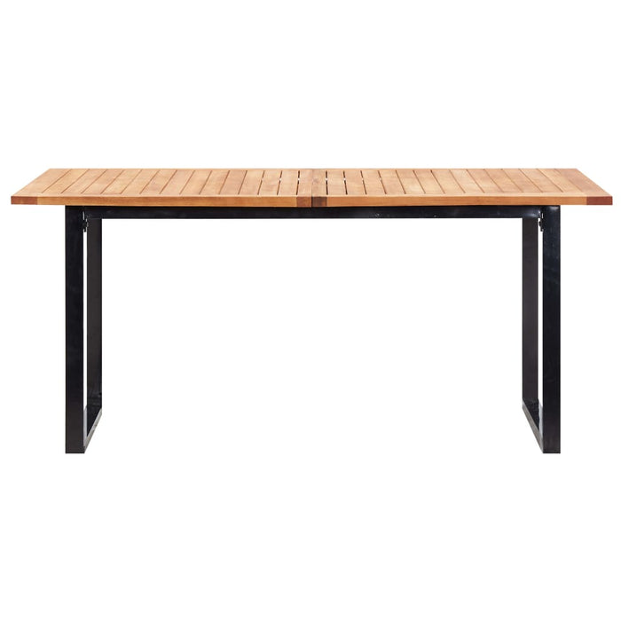 Set mobilier de exterior 7 piese, negru, poliratan, lemn acacia WALTI